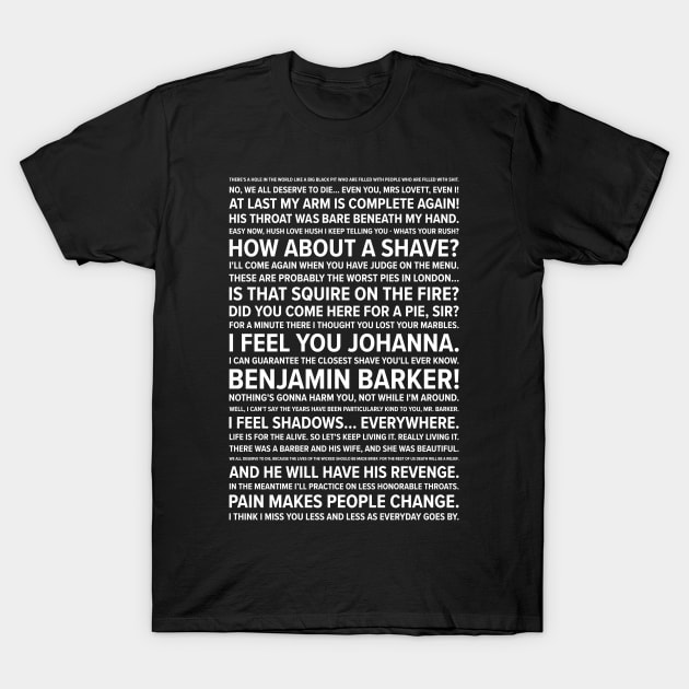 Sweeney Todd Quotes T-Shirt by barberdesigniow